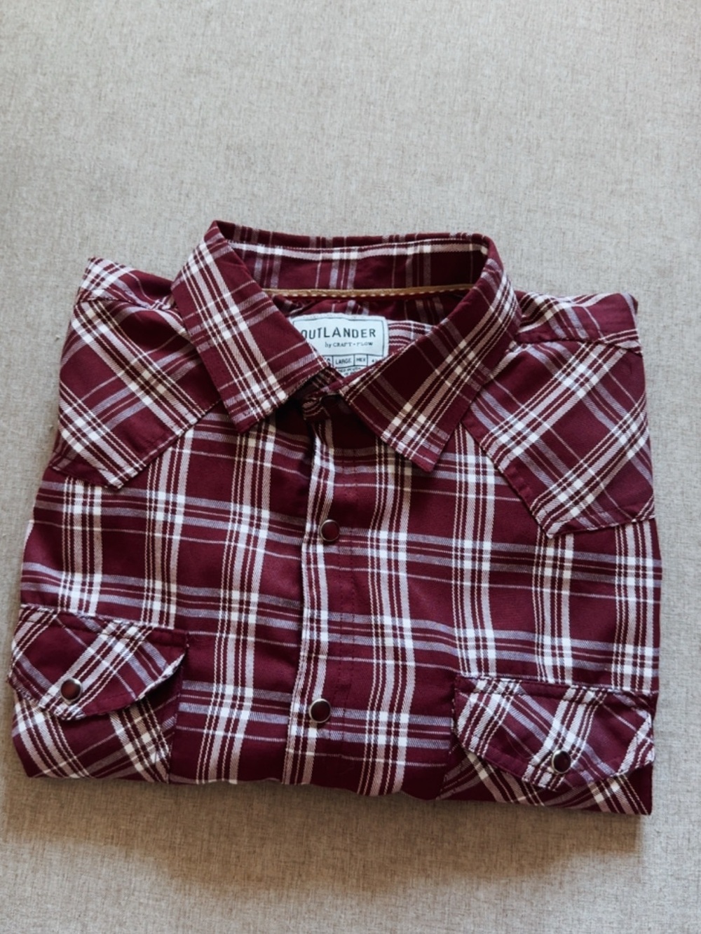 Outlander Men's Burgundy Plaid Button-Down Shirt